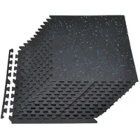 Vevor Pusselträningsmatta, 24 delar träningsmattor, 610 x 610 x 14 mm, set med högdensitets EVA-skummattor, sammankopplade mjuka gummiplattor, skyddande golvstoppning med blå prickar för hemmagymmet o