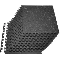 Vevor Pusselträningsmatta, 24 delar träningsmattor, 610 x 610 x 14 mm, set med högdensitets EVA-skummattor, sammankopplade mjuka gummiplattor, skyddande golvstoppning med grå prickar för hemmagym och