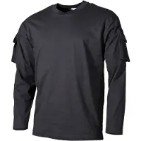 MFH - Max Fuchs MFH US Tactical Shirt Långärmad (Färg: Svart, Storlek: S)