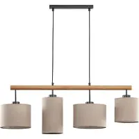 TK Lighting Hänglampa Deva Nature, 4 lampor, textil Nature , dimbar, Ljust trä, Vardagsrum / matsal, Trä, Skandinavisk