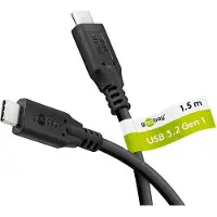 Goobay USB-kabel USB 3.2 Gen1 USB-C-kontakt 2 m Svart Tillämplig kontakt på båda sidor, Aluminiumkontakt, Rund ledare, PVC-mantel 66508