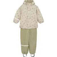CeLaVi Regnkläder m. Hängslen/Fleece - Återvinn PU - White Peppe - - 70 - Regnkläder