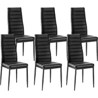 Vevor Moderna matsalstolar set om 6, klädda läderfåtöljer för matbord, platsbesparande köksbordsstol med tjocka kuddar och metallben, svart