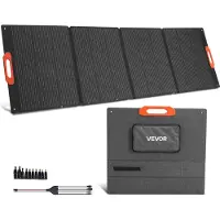 Vevor 300W hopfällbar monokristallin solpanel, 23% högeffektiv bärbar monosolpanelladdare med MC4-utgång och 10-i-1 DC-adaptrar, IP67 vattentät för kraftverk, camping, vandringsturer