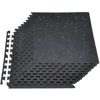 Vevor Pusselträningsmatta, 24 delar träningsmattor, 610 x 610 x 10 mm, set med högdensitets EVA-skummattor, sammankopplade mjuka gummiplattor, skyddande golvstoppning med blå prickar för hemmagymmet o