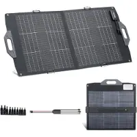 Vevor 100W bifacial solpanel, 16BB N-typ vikbar monokristallin solpanelladdare 24% effektivitet, bärbar med MC4-utgång, USB-A (QC3.0), typ-C och DC-portar för kraftverk camping vandring