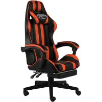 vidaXL Spelstol - - Svart och orange - Konstläder - Höjdjusterbar - Med fotstöd