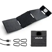 Vevor 30W hopfällbar solpanelsladdare, 16BB N-typ monokristallin solpanel 24% effektivitet, ultralätt och bärbar med USB-A-, USB-A- (QC3.0)- och typ-C-portar för camping, backpacking, telefoner, surfp