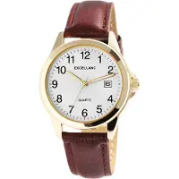 Excellanc Herrklocka med klockarmband i konstläder / Armbandsur - Brun/Guld