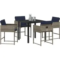 vidaXL Trädgårdsmöbelset med kudde 5 pcs Grå Poly rattan