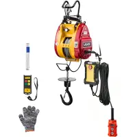 Vevor 2-i-1 elektrisk vinsch, 300 kg kapacitet, 1500 W bärbar vinschkran, 30 m lyfthöjd, 18,9 m/min med trådbunden och trådlös fjärrkontroll för fabrik, lager, garage