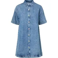 Pieces Sky A-shape Denim Kortärmad Kort Klänning