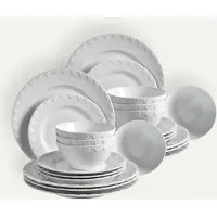 Fyrklövern Mickey Mouse Iconic tallriksset 24 delar, Klassisk vit, 8 pers Servis Tallrikar set