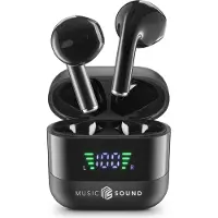 Music Sound In-ear headset Bluetooth, Trådlös Svart Laddningsfodral, Batteriladdningsindikering, Volymkontroll