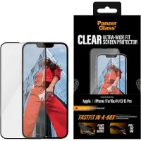 PanzerGlass - Skärmskydd för mobiltelefon - ultra-bred passform med FASTFIT IN-A-BOX - glas - ramfärg svart - för Apple iPhone 13, 13 Pro, 14, 16e, 17e