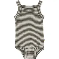 Joha Body u/ä - Ull/Silke - Rib - Mörkbrun/Randig - - 60 - Body U/Ä
