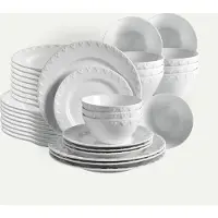 Fyrklövern Mickey Mouse Iconic tallriksset 36 delar, Klassisk vit, 12 pers Servis Tallrikar set