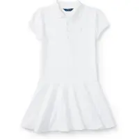 Ralph Lauren för flickor. 313624740003 Poloklänning i vit stretchpiké ((M) 8/9años= 136/142cm), Casual, Bomull, barnmode