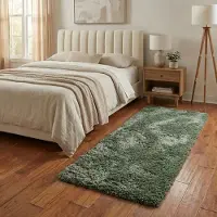 NATURL. Tvättbar löpare | Blaze grön hos Volero | 80x300 cm | Syntet | Enfärgad | Löpare | Hög lugg