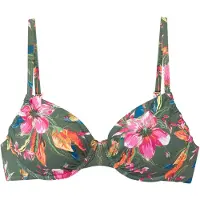 LASCANA Bikiniöverdel 'Malia' grön / mörkorange / rosa / vit