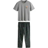 Next Pyjamas lång 'Guinness' cyanblå / pastellgul / grå / antracit