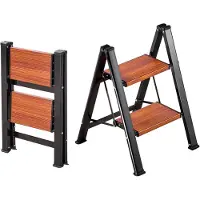 Vevor 2-stegsstege, hopfällbar pall med bred halkfri pedal och bekvämt handtag, lätt 150 kg kapacitet, bärbart växtstöd i aluminium, mångsidig användning för vuxna, hemreparationer, rengöring