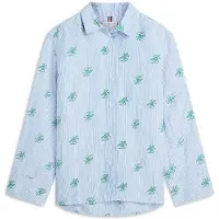 Tommy Hilfiger Logo Embroidery Linen Blend Shirt