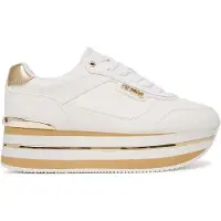 GUESS för kvinnor. FLJHN4ELE12 Hansin-sneakers, vita (39), 3 till 5 cm, Nyckelband, Casual