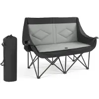 Vevor Dubbel Campingstol, Stor Tvåpersons Campingstol med 300 kg Heavy Duty Stöd, med Dubbla Mugghållare, Vinglashållare, Tidskriftsremmar, Bärväskor för Utomhus, Strand, 1-pack