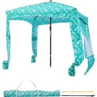 Vevor Strandcabana, 1,83 x 1,83 m strandtak med sidovägg, UPF 50+ skydd, lättuppsatt cabanatält med sandfickor, stort bärbart skuggigt solskydd, parasoll för hela familjen och vänner