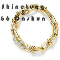 YIRAN Jewelry Shinetung Trend Kedjearmband Med Diamant Män Och Kvinnor Lyxsmycke Gåva Med Logotyp T-kedja Hög Kvalitet 20cm gyllene