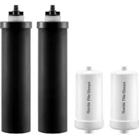 Vevor vattenfilter, reningselement, reservfilter, gravitationsvattenfiltersystem, kompatibelt med de flesta märken, 4-pack (2 aktivt kolfilter + 2 avfluoreringsfilter)