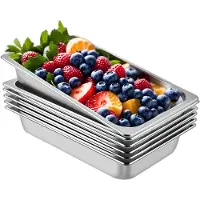 Vevor 6-pack ångbordsformar 20,9 x 12,8 x 3,9 tum djupa ångbordsformar full storlek 13 liter djup matbehållare rostfritt stål ugnsplåt hotellformar anti-jam ångbordsform mat