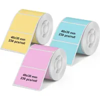 Olympia Etikett rulle 40 x 30 mm Termiskt papper Flerfärgad, Rosa, Blå, Gul 3 st Permanent 6323 Universaletiketter