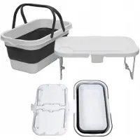 InnovaGoods Platinet camping picknickkorg 47x29x23,5 cm, 16 L, vikbar, med 2-i-1 lock / bord, vit-grå (45904)