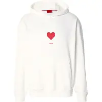 HUGO All-gender Cotton-terry hoodie with origami-heart artwork