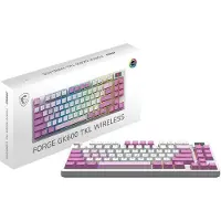 MSI FORGE GK600 TKL WIRELESS VIOLET, Trådlös, USB + Bluetooth, Mekaniska tangentbrytare, QWERTY, RGB LED, Rosa, Violett, Vit