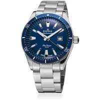 Edox Skydiver Date Limited Edition Rostfritt stål Blå urtavla Automatisk Dykarklocka 80126 3BUM BUIN 300M Herrklocka blå