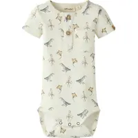Lil´ Atelier Lil' Atelier Body k/ä - Rib - NbmLavo - Coconut Mjölk/Sea Animal - - 68 - Body K/Ä
