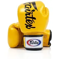 Super Merchant Fairtex äkta läder boxningshandskar BGV19 Guld 12oz