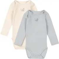 Fanga Fontana Bodies l/ä - Bello - 2-pack - Smörkräm/Pearl Blå - - 74 - Body L/Ä