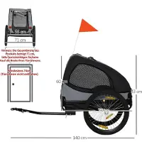 Northio Hundsläp Hopfällbar Cykelsläp Med Meshfönster, Reflektorer & Flagga, Snabbkoppling, Tillverkad Av Oxford Tyg & Stål, Svart, 140X