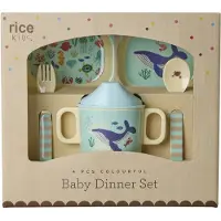Rice Blue Ocean Print-4 Pcs Servis