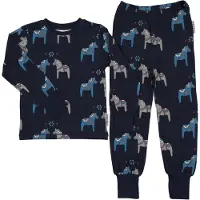Geggamoja Pyjamas tvådelad Bambu Dalahäst Navy - 98/104