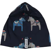 Geggamoja Mössa Bambu fleecefodrad Dalahäst Navy - XXS 6-12 m