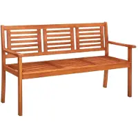 vidaXL Trädgårdsbänk 3-sits med dyna 150 cm massivt eukalyptusträ
