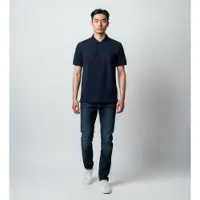 Tommy Hilfiger för män. MW0MW42753 Polo Mixed Media blå (M), Casual, Bomull, Kort ärm