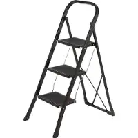 Toolcraft TO-10398471 Stål Fällbar stege hopfällbar, Montering utan verktyg Arbetshöjd (max.): 2.7 m Svart EN 14183