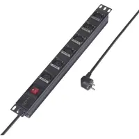 Sygonix SY-6736982 Förgreningsdosa 19 6x Svart Skyddskontakt 1 st