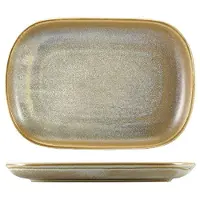Genware Terra Porcelain Matt Grå Rektangulär Tallrik 24 x 16,5 Cm